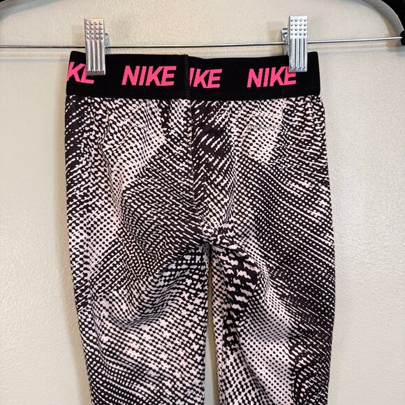 Nike Dri-Fit Leggings Kids Girls S 4-5 Years Gray Geometric Activewear Workout - Picture 5 of 7